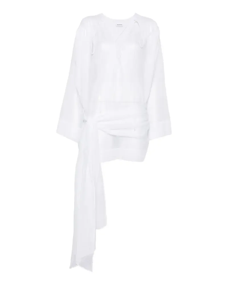 ANDAMANE lace-up knotted-waist mini dress - Weiß Weiß