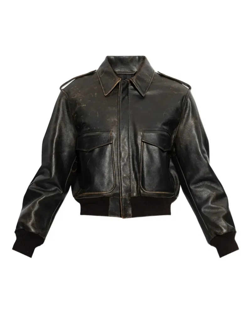 Jil Sander Lederjacke im Distressed-Look - Braun Braun