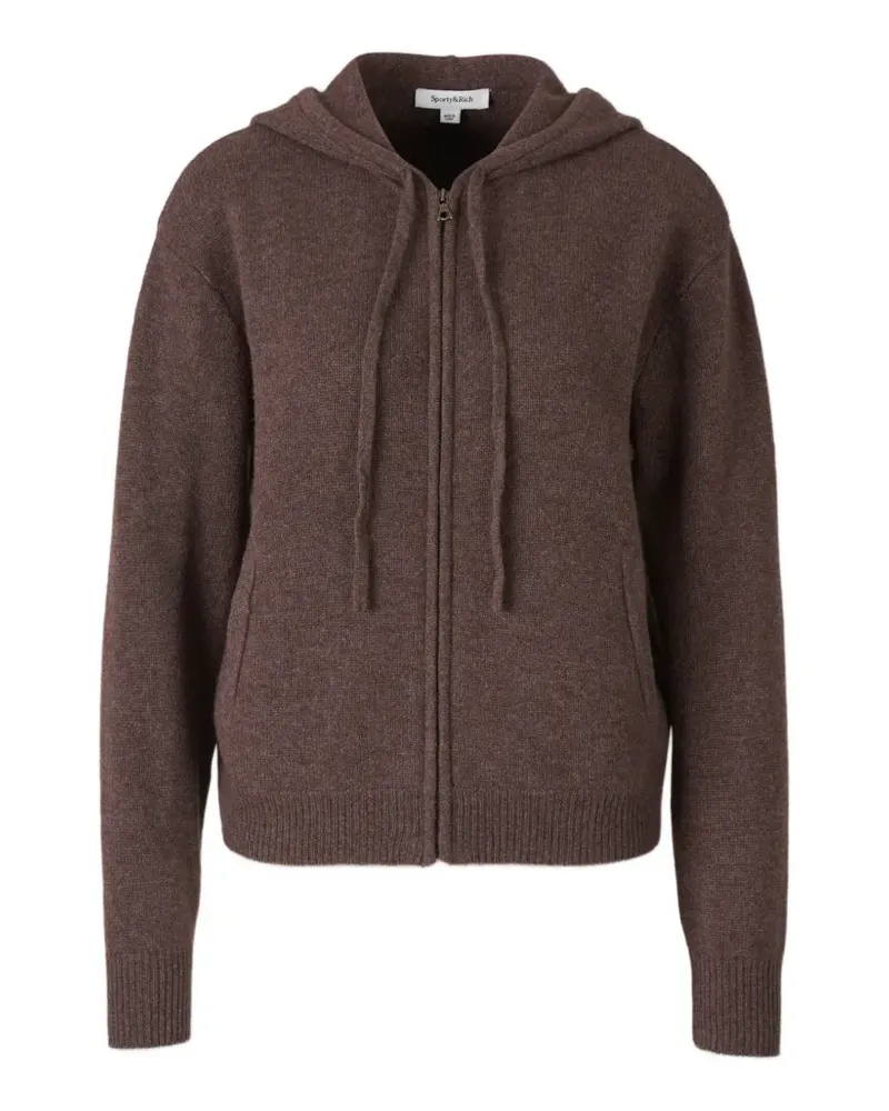 SPORTY & RICH zip-up knit hoodie - Braun Braun