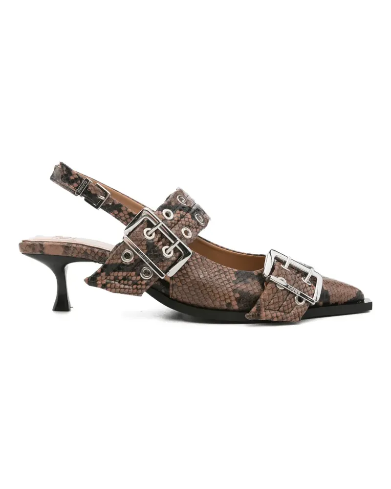 Ganni snake-effect mules - Braun Braun