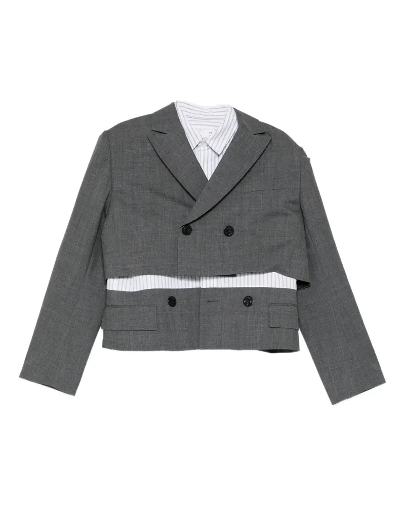 Sacai Doppelreihiges Sakko im Layering-Look - Grau Grau