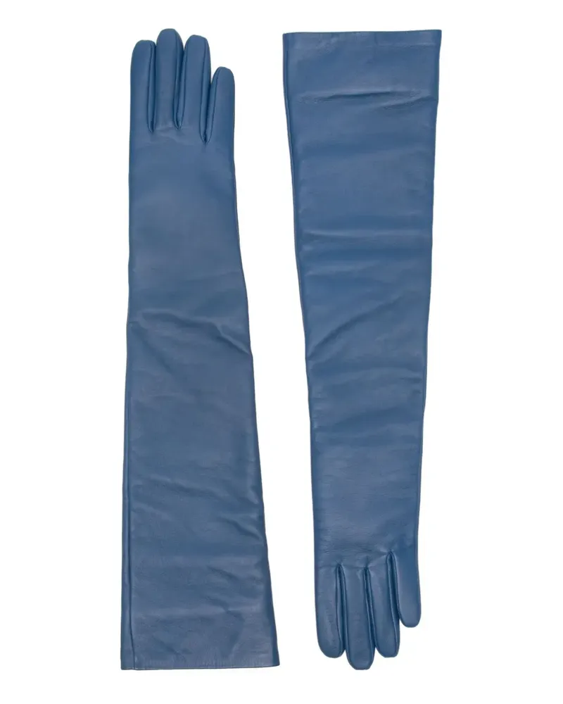 FRANKIE Shop Lange Handschuhe aus Leder - Blau Blau