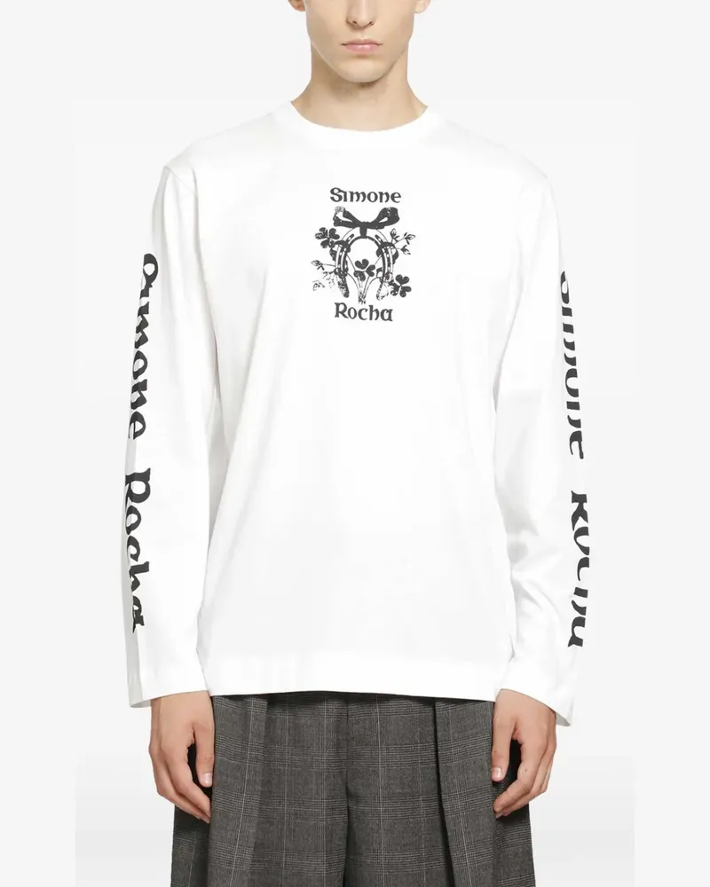 Simone Rocha Coming Up Roses Langarmshirt mit Print - Weiß Weiß