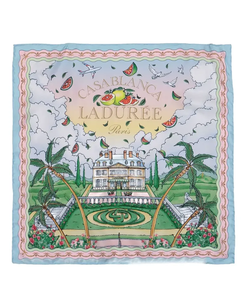 Casablanca Paris Laduree-motif silk scarf - Blau Blau