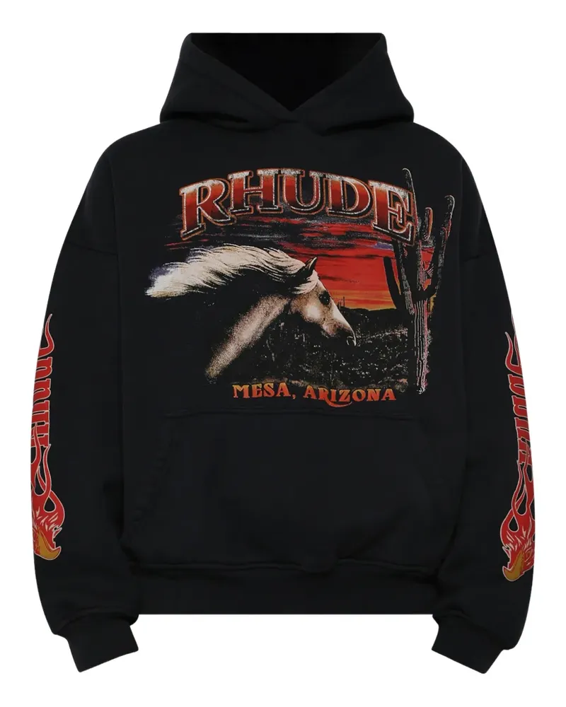 RHUDE Hoodie mit grafischem Print - Schwarz Schwarz