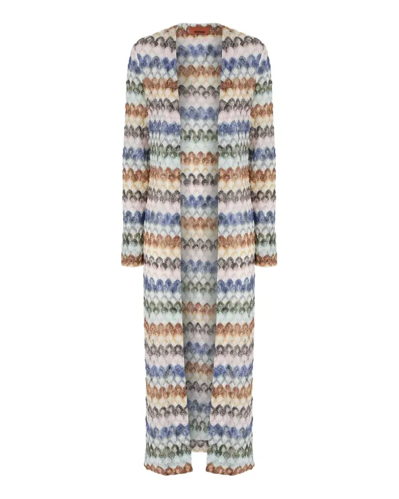 Missoni long cardigan in viscose-blend Zig Zag lamé - Nude Nude