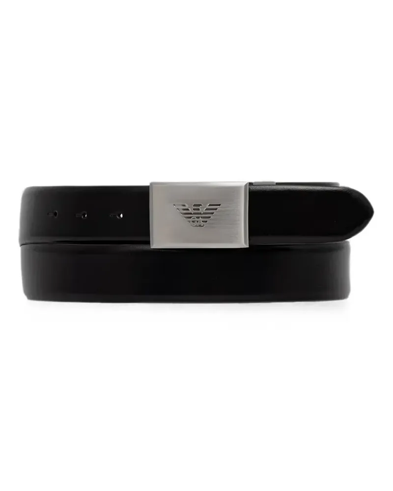 Emporio Armani logo-plaque leather belt - Schwarz Schwarz