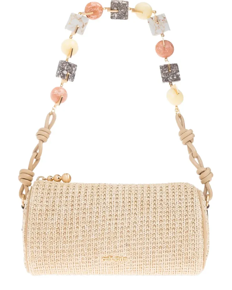 Cult Gaia Zylinderförmige Schultertasche mit Perlen - Nude Nude