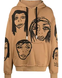 Haculla Hoodie mit They're Watching-Print Braun