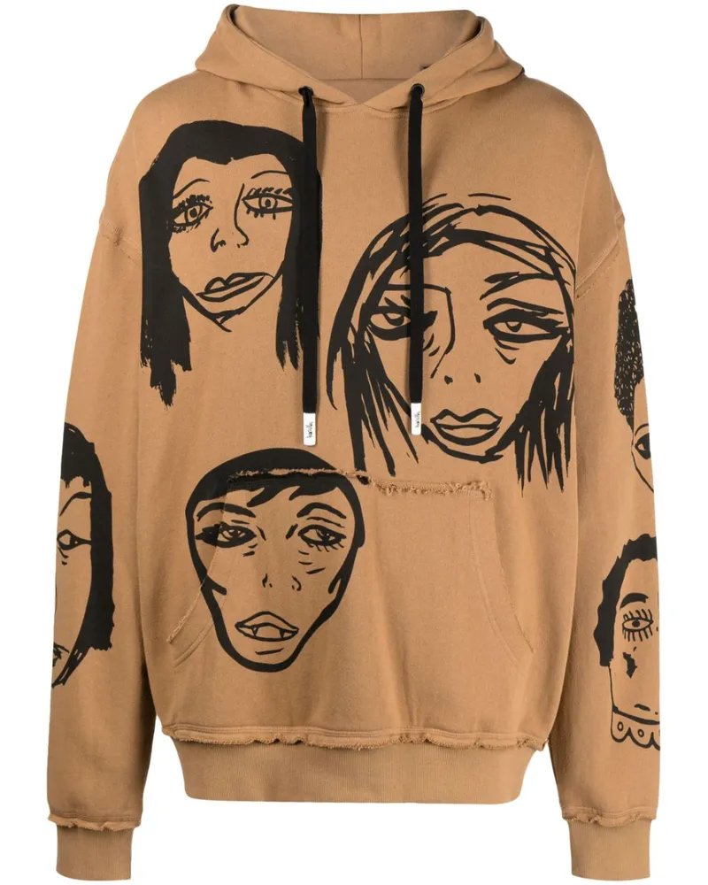 Haculla Hoodie mit They're Watching-Print - Braun Braun