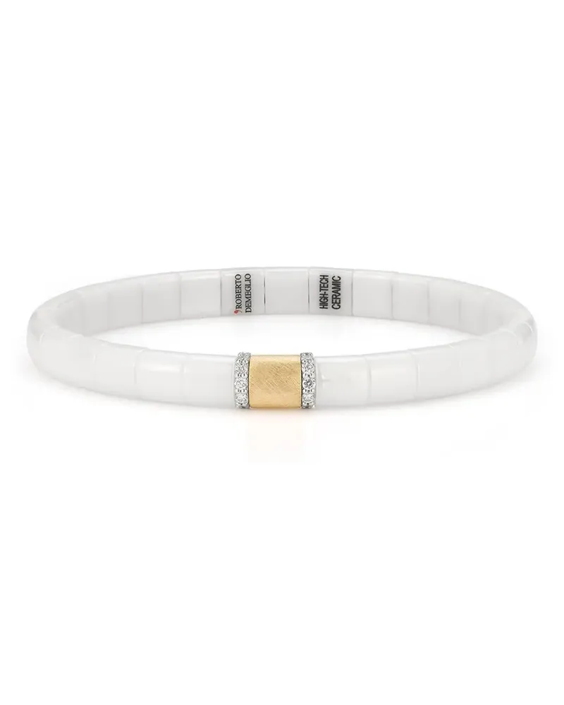 Roberto Demeglio 18kt Ceramic Pura Weiß- und Gelbgoldarmband mit Diamanten Weiß