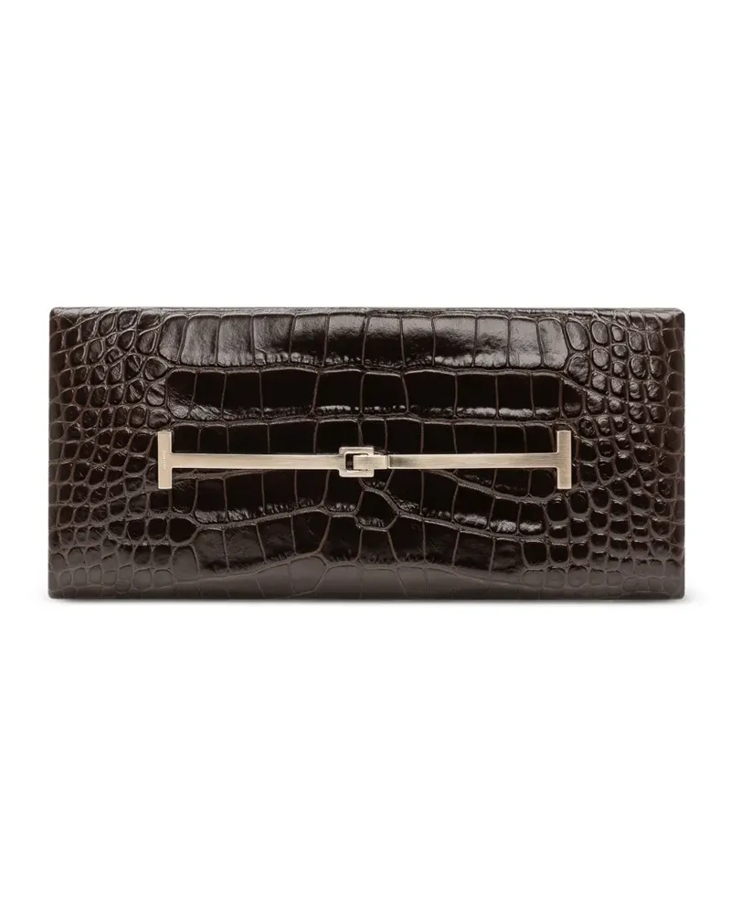 Tom Ford Clutch aus Kroko-Leder mit Print - Braun Braun