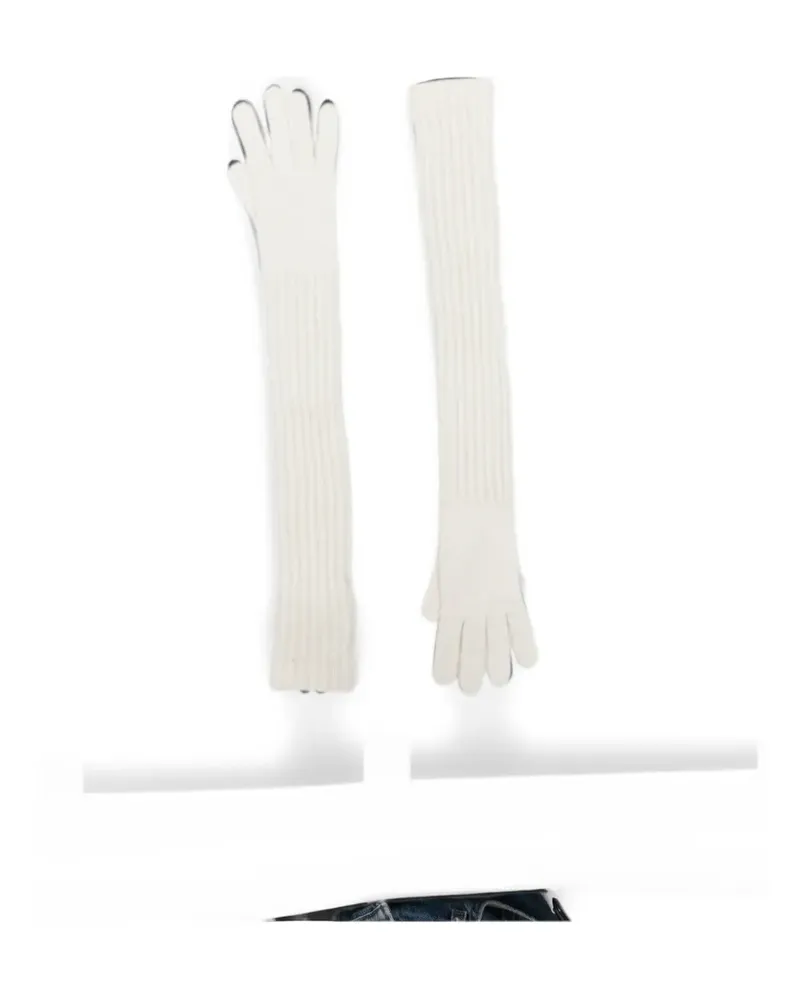 Des Phemmes ribbed-knit gloves - Weiß Weiß