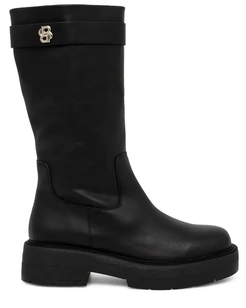 HUGO BOSS Stiefel mit Logo-Schild - Schwarz Schwarz