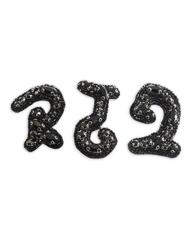 Erdem x Hélène Smith Letter brooch (set of three) - Schwarz Schwarz