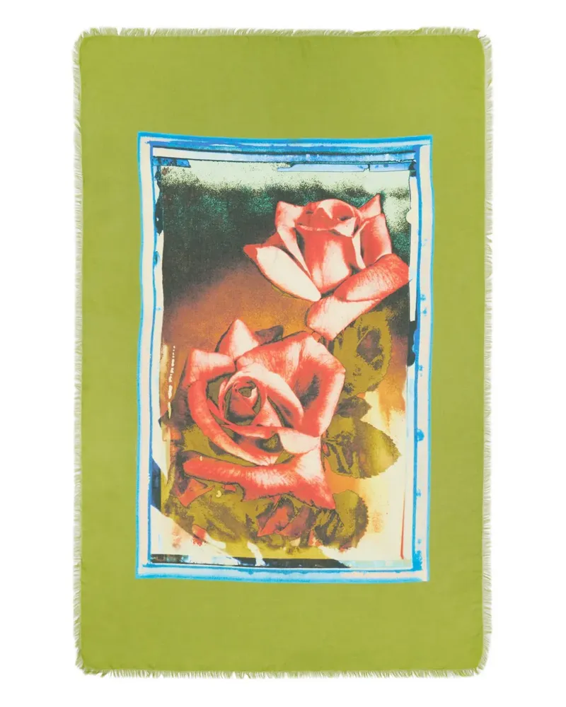 Jean Paul Gaultier Fransenrock mit Le Paréo Roses-Print - Grün Grün