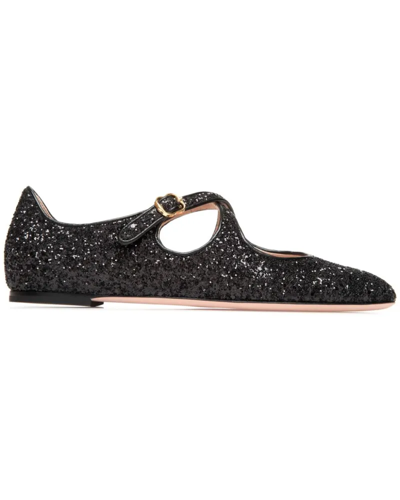 Bally Ballerinas im Glitter-Look - Schwarz Schwarz