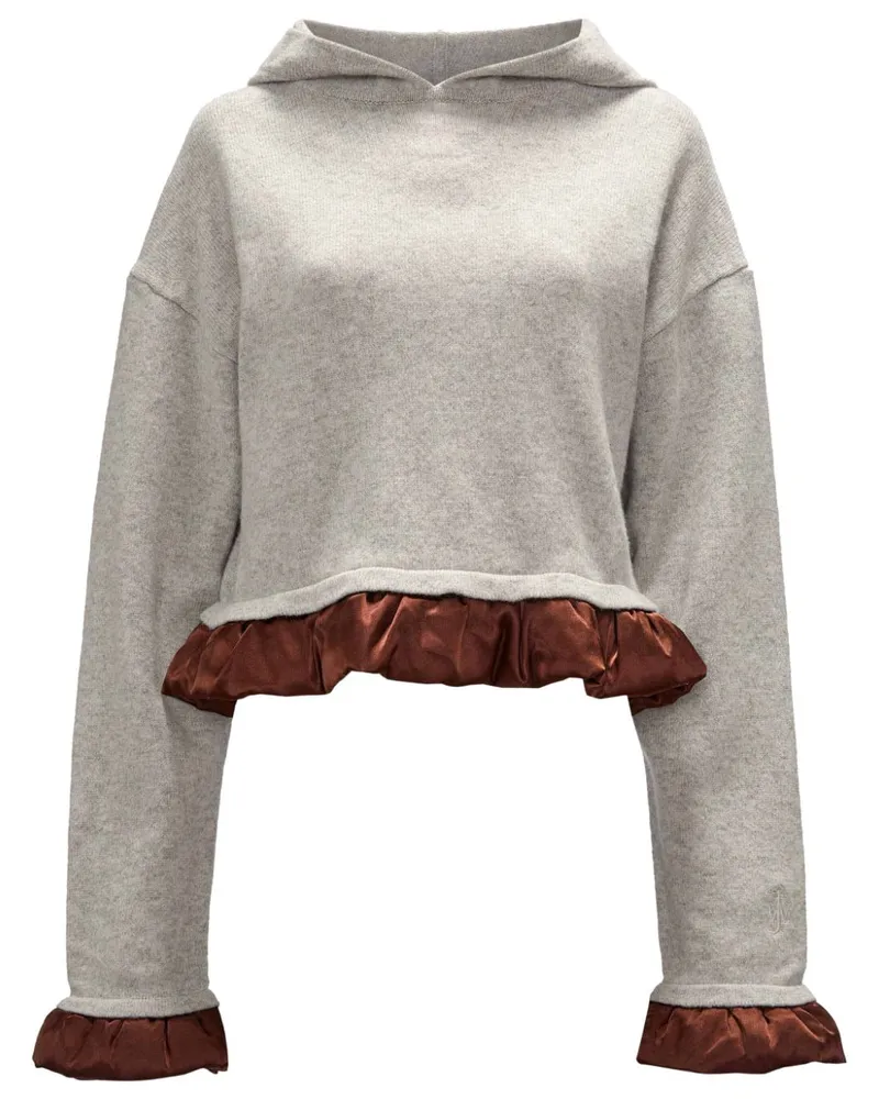 J.W.Anderson Cropped-Hoodie mit Satinbesatz - Grau Grau