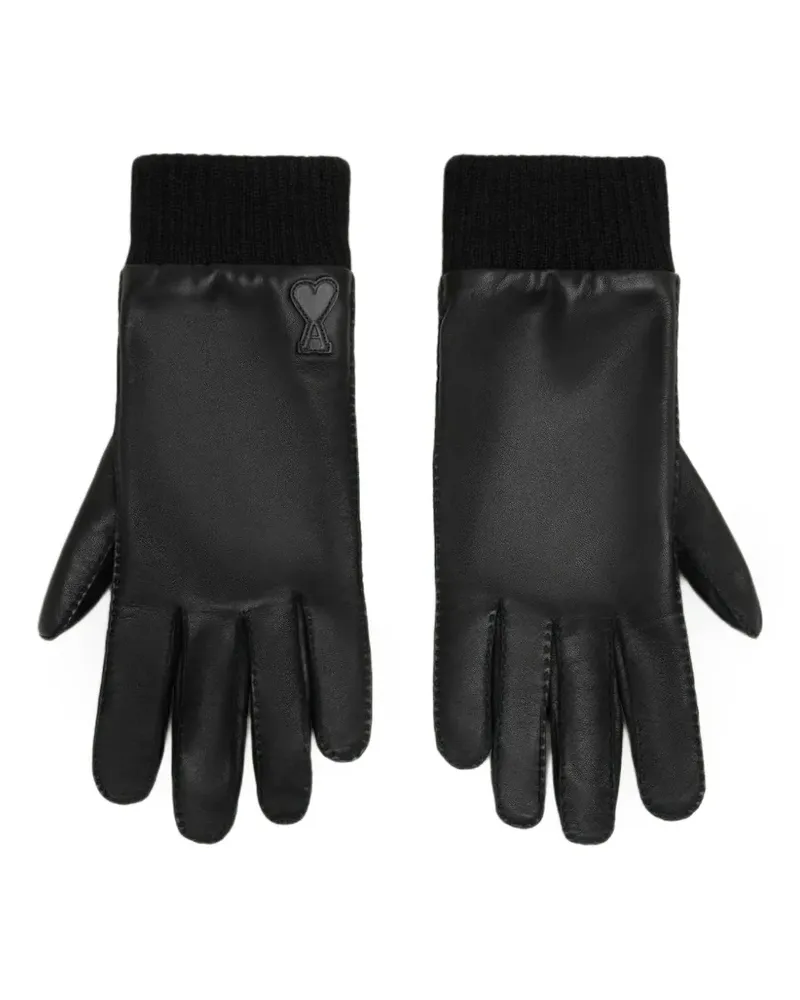 AMI Paris Ami de Coeur Handschuhe aus Leder - Schwarz Schwarz