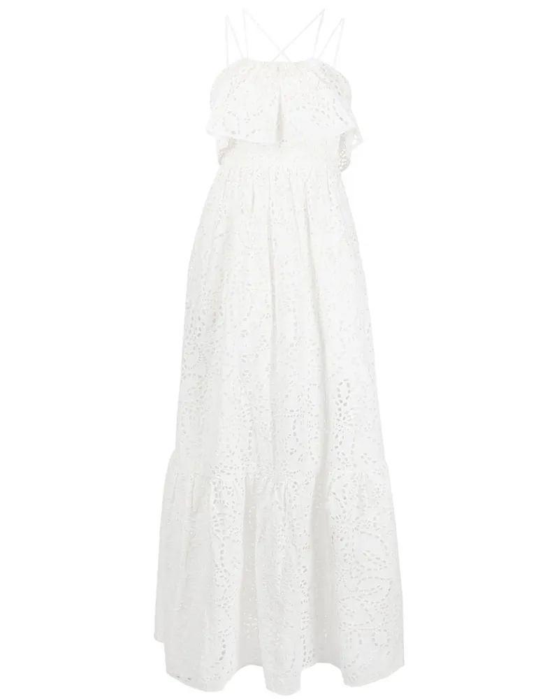 Self-Portrait Maxikleid mit Lochstickerei - Weiß Weiß