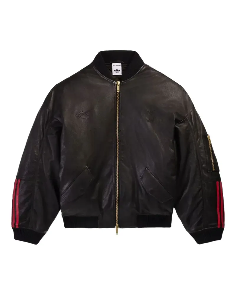 adidas x Willy Chavarria leather bomber jacket - Schwarz Schwarz