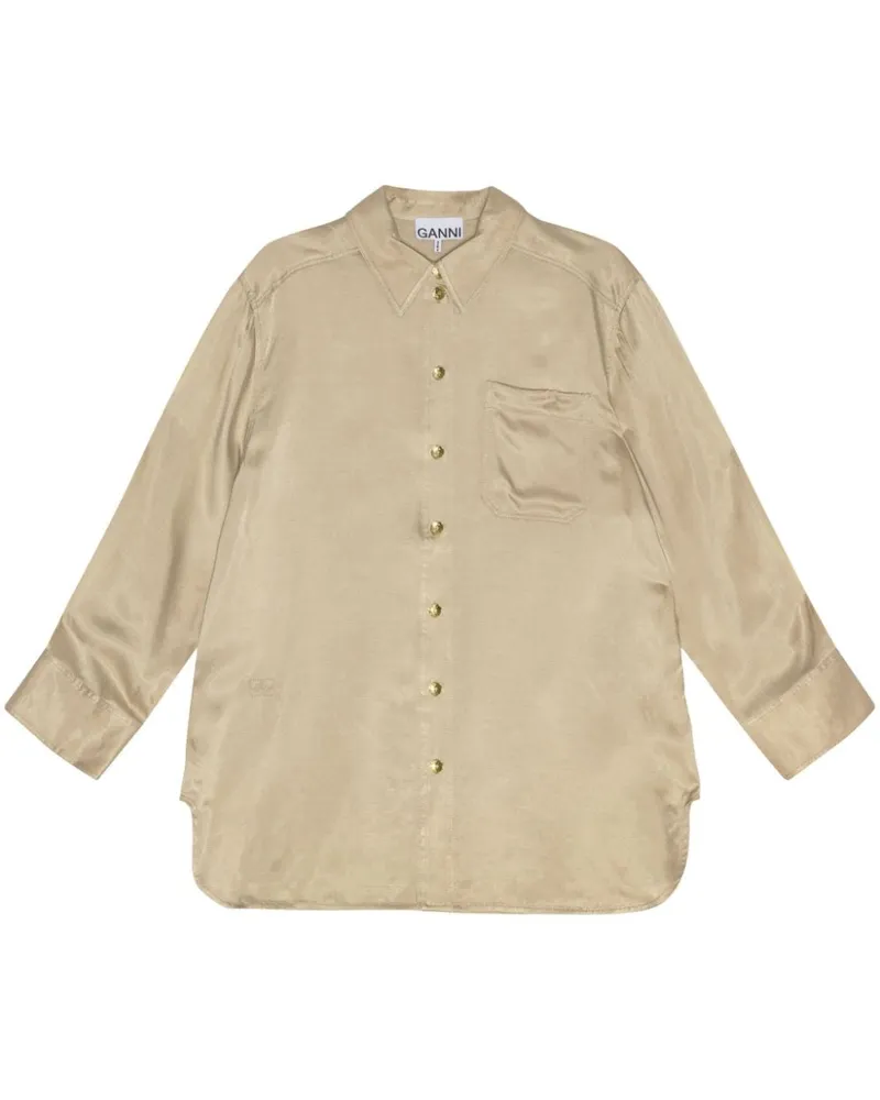 Ganni Hemd aus Satin - Nude Nude