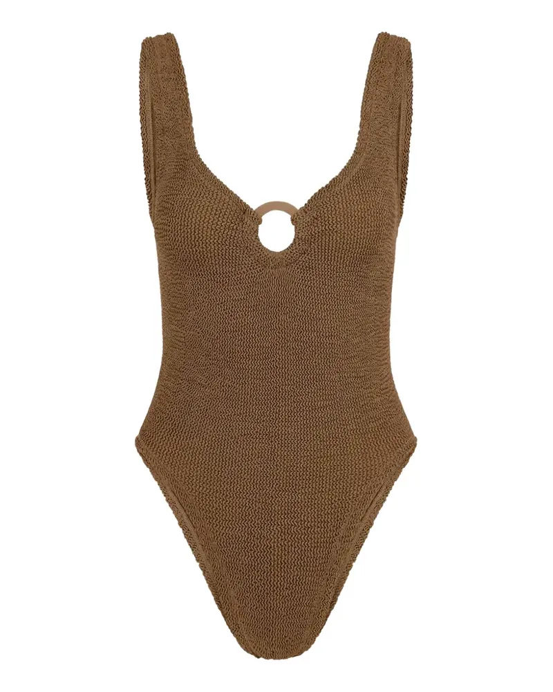 Hunza G Celine Badeanzug mit Ringdetail - Braun Braun