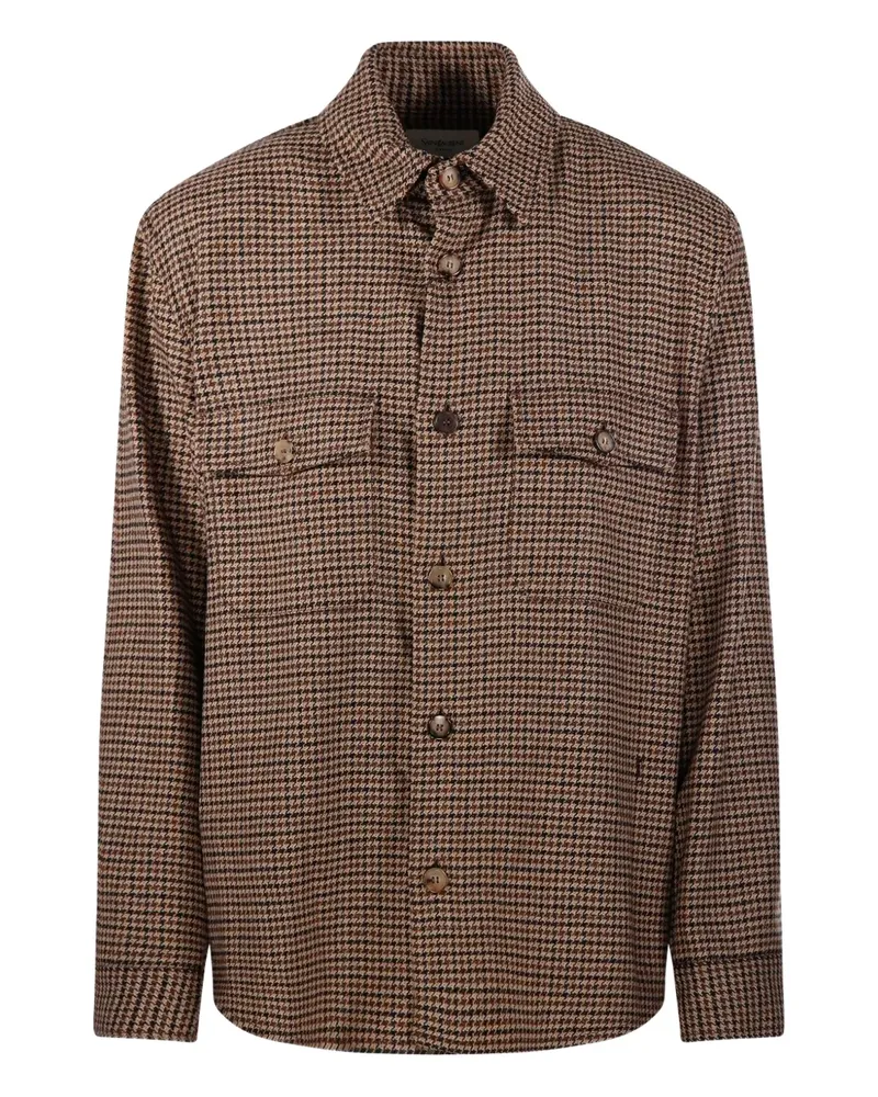 Saint Laurent Hemd mit Hahnentrittmuster - Braun Braun