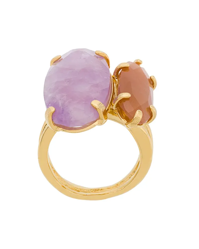 Wouters & Hendrix Technofossils' Ring mit Sonnenstein und Amethyst - Metallic Metallic