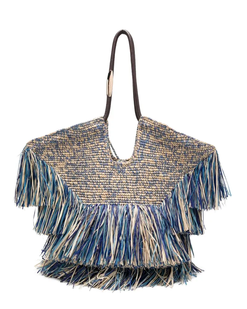 Zimmermann medium Goldentime fringed tote bag - Nude Nude