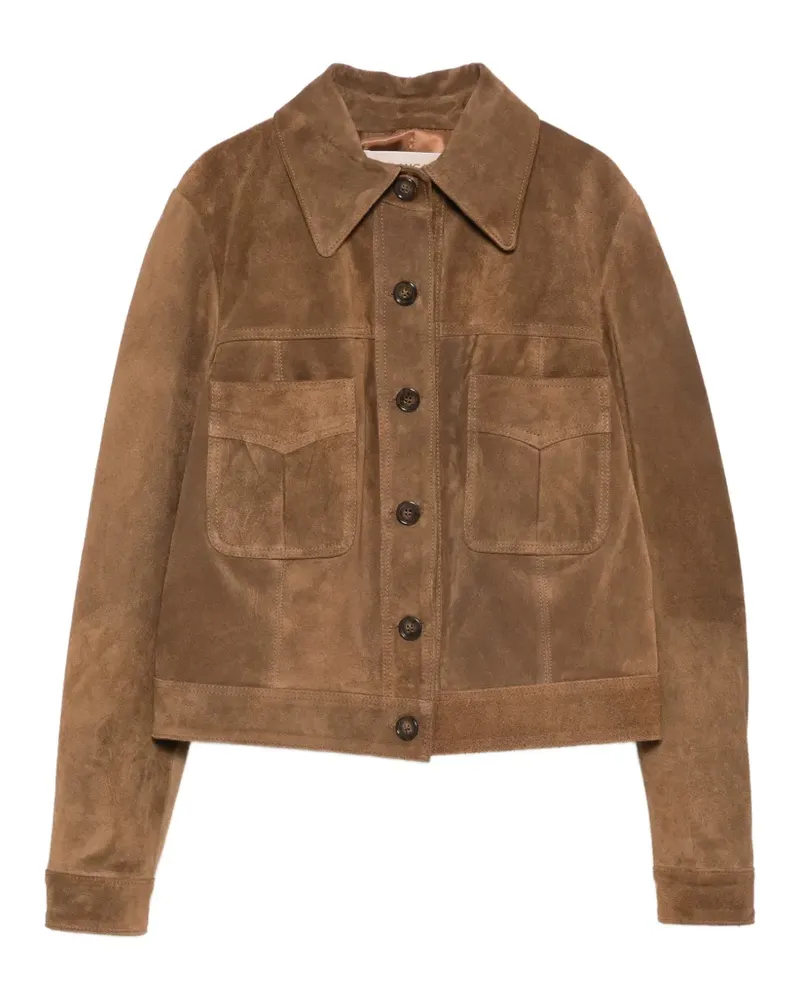 Blanca Lederjacke mit geknöpften Taschen - Braun Braun