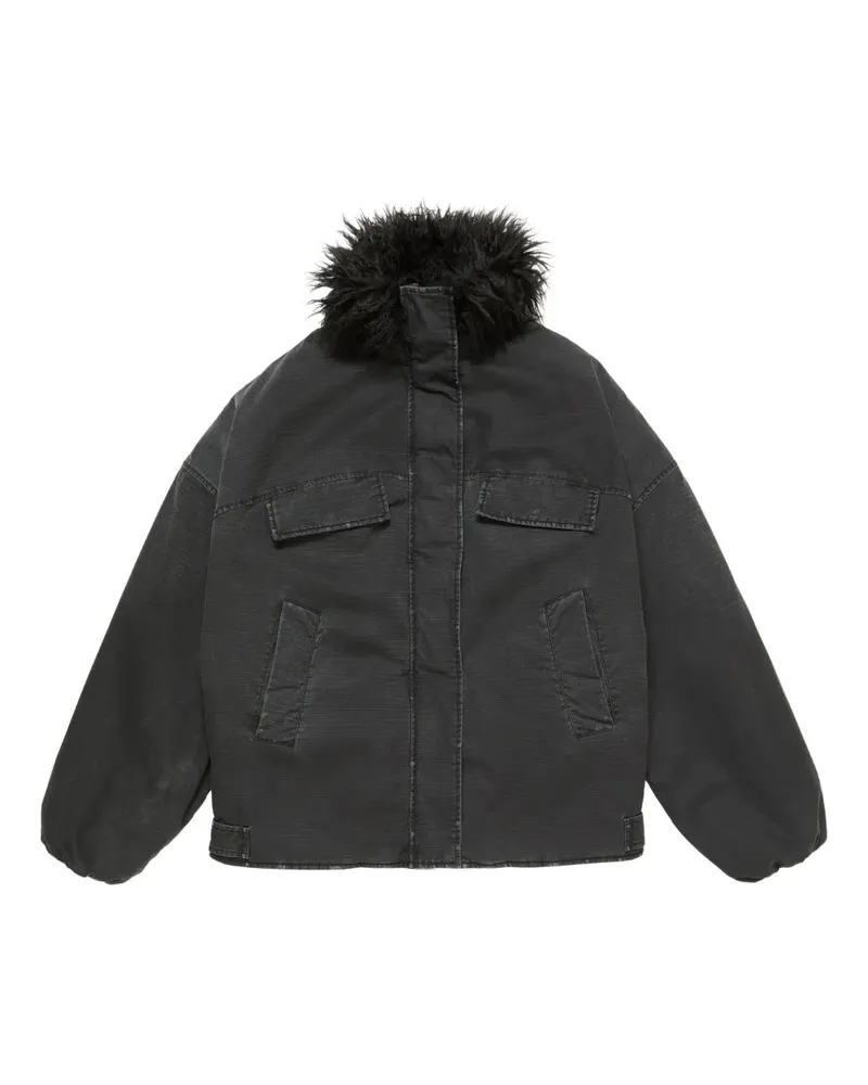 Acne Studios Jacke mit Kragen aus Faux Fur - Schwarz Schwarz