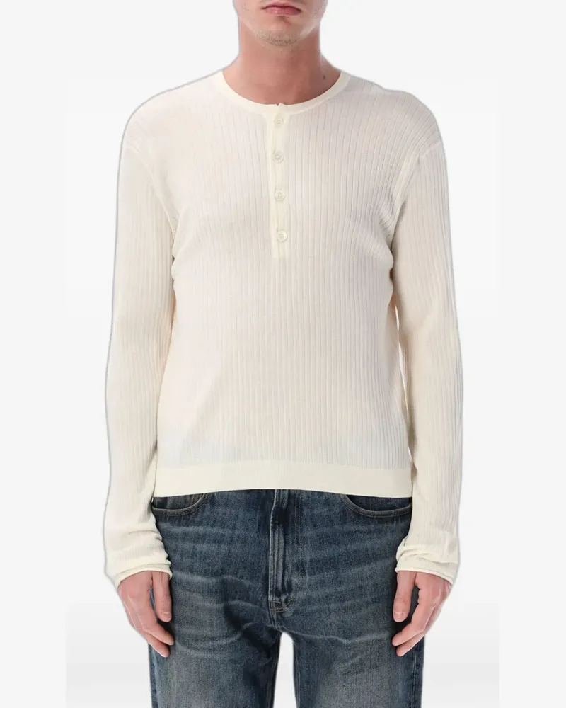 Our Legacy ribbed-knit henley top - Nude Nude