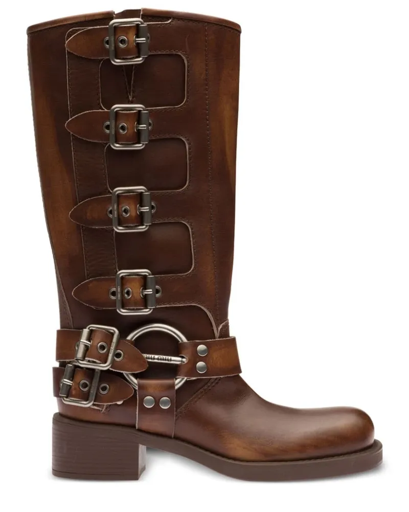 Miu Miu Stiefel mit Schnalle - Braun Braun