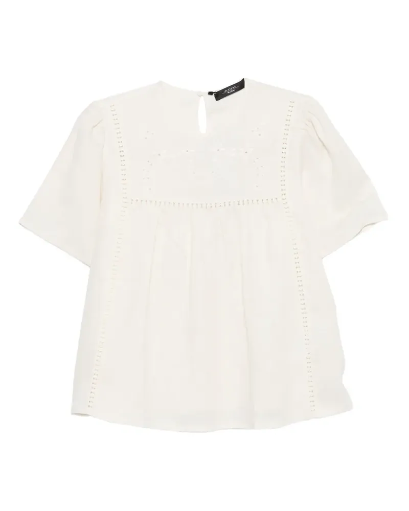 Max Mara floral-embroidered panelled top - Nude Nude