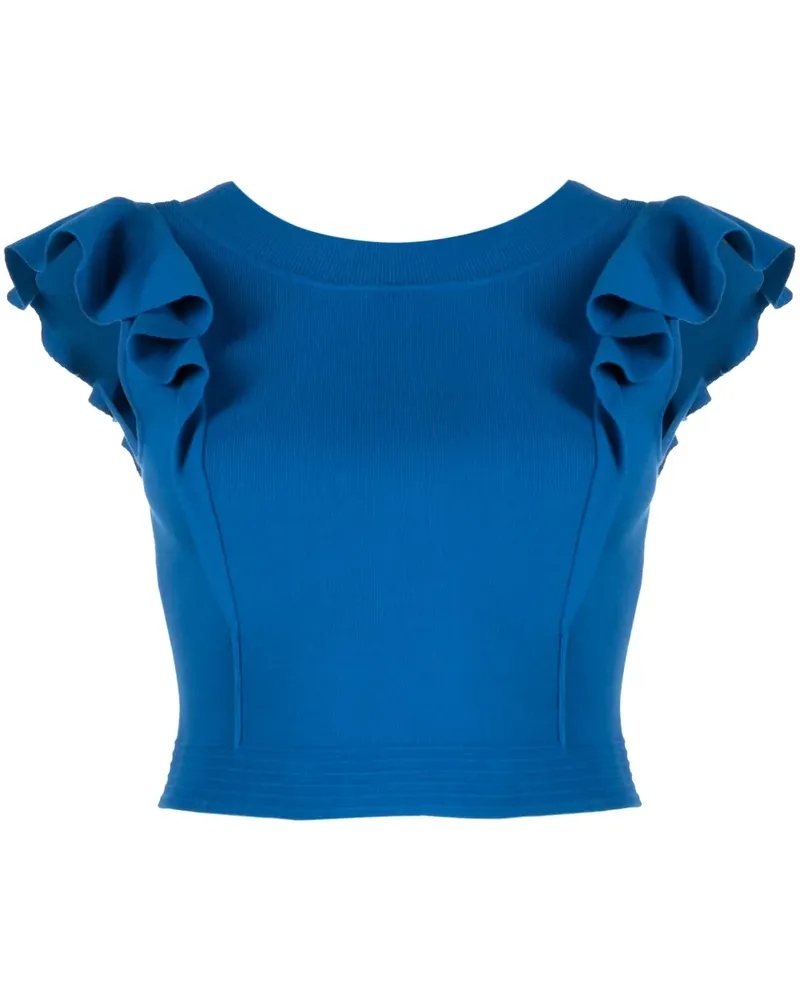 Liu Jo Cropped-Top mit Rüschen - Blau Blau
