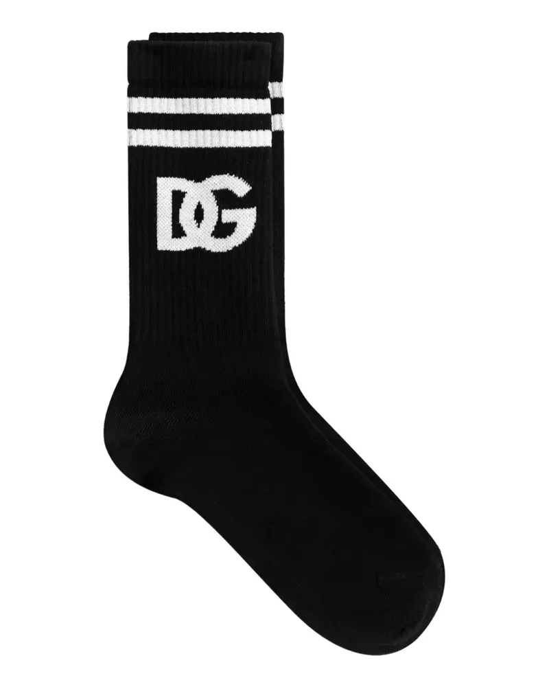 Dolce & Gabbana Socken mit DG-Jacquard-Logo - Schwarz Schwarz