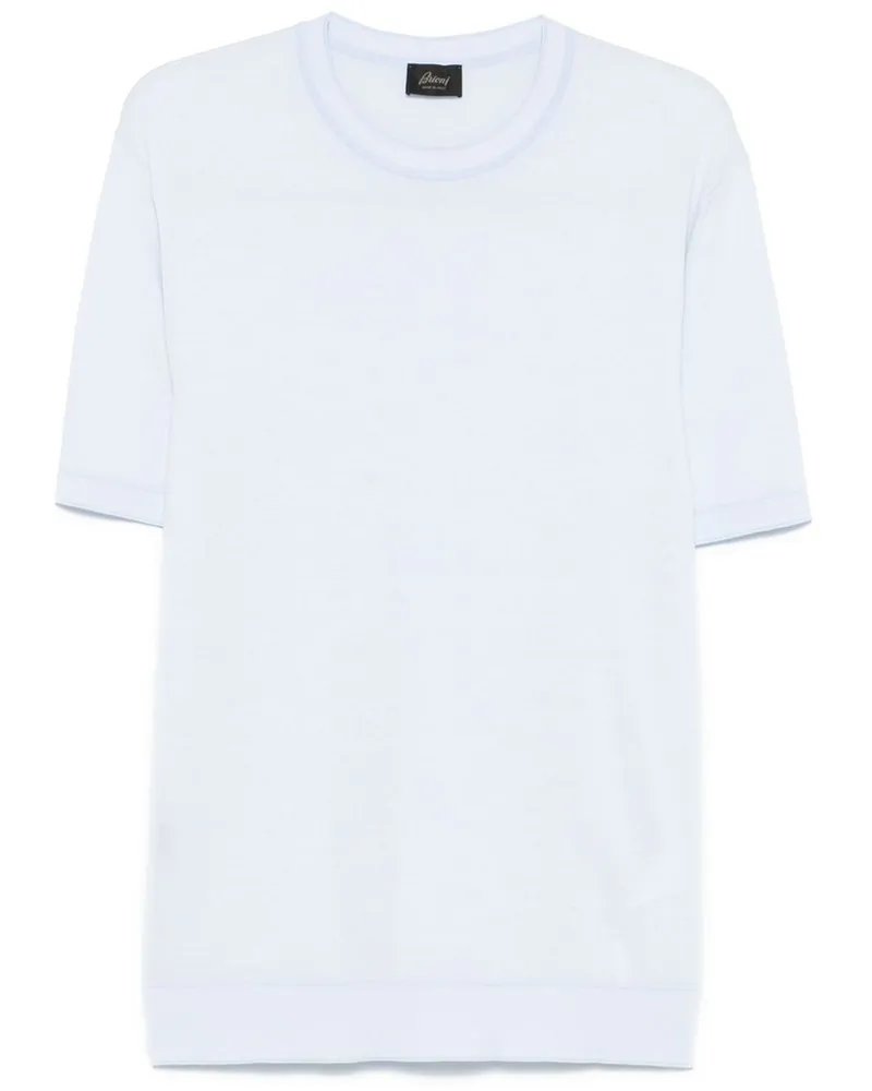 Brioni Fein gestricktes T-Shirt - Blau Blau