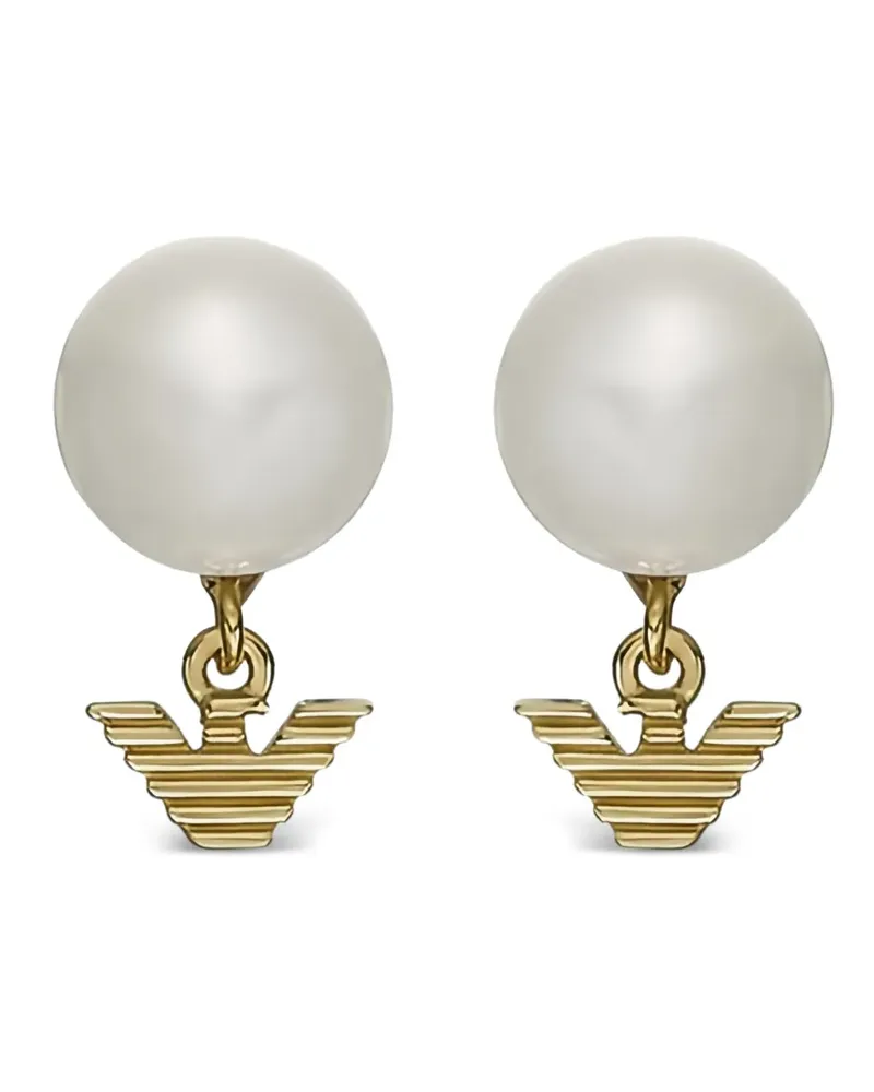 Emporio Armani logo-charm pearl earrings - Gold Gold