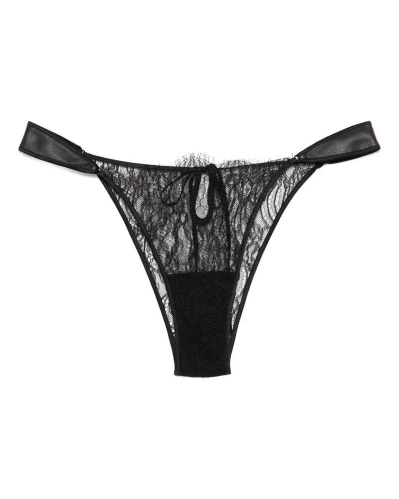 Kiki De Montparnasse Spitze mit Lederbesatz - Schwarz Schwarz