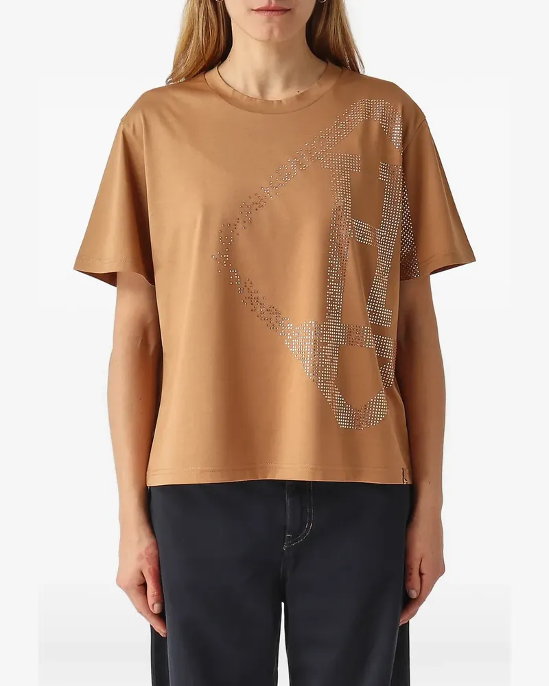 Herno rhinestone-embellished t-shirt - Nude Nude