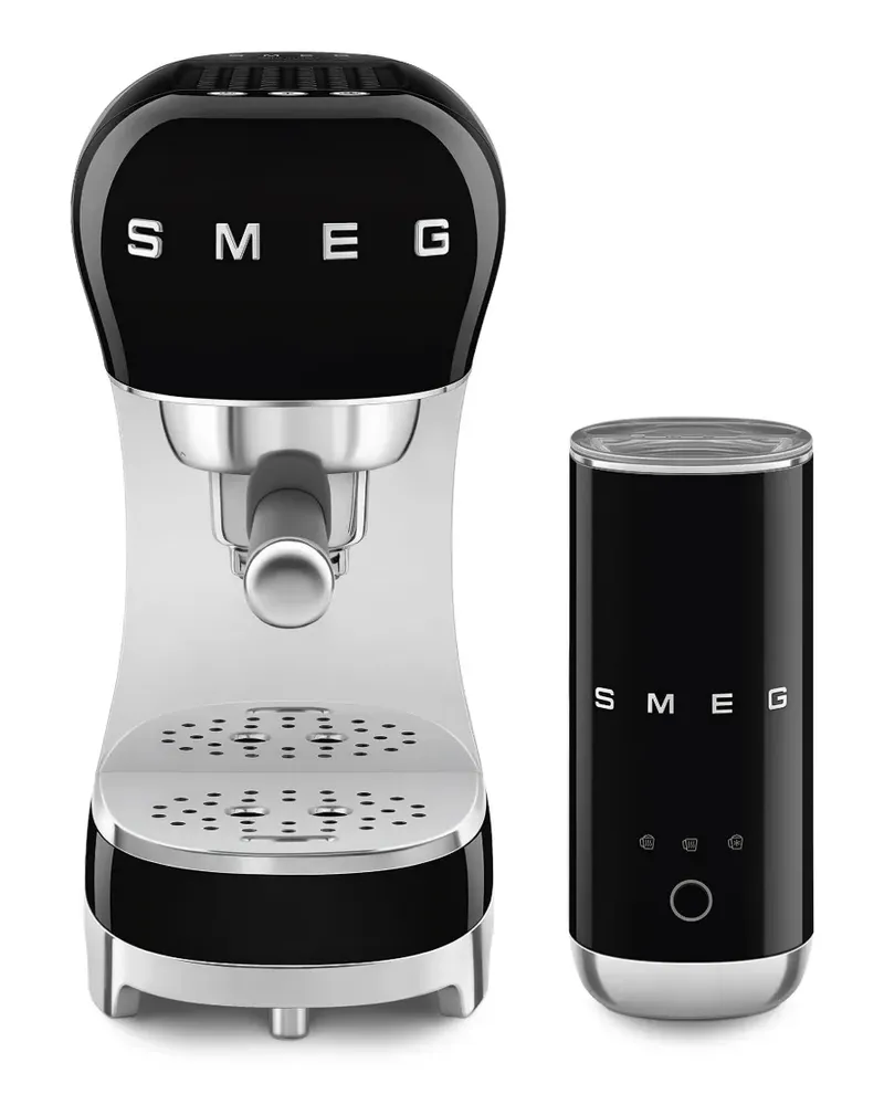 Smeg Anni 50 espresso machine and milk frother (33cm x 14.9cm x 32.9cm) - Schwarz Schwarz