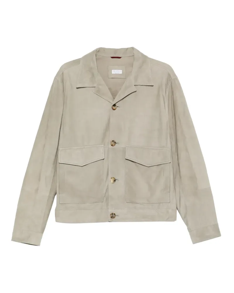 Brunello Cucinelli pocket leather jacket - Nude Nude