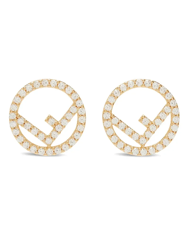 Fendi Ohrstecker mit Kristall - Gold Gold