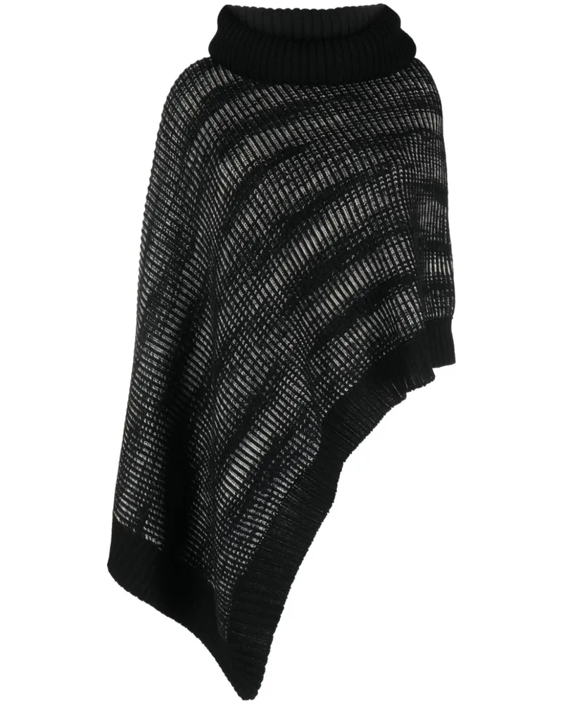 Missoni Geripptes Cape mit Rollkragen - Schwarz Schwarz