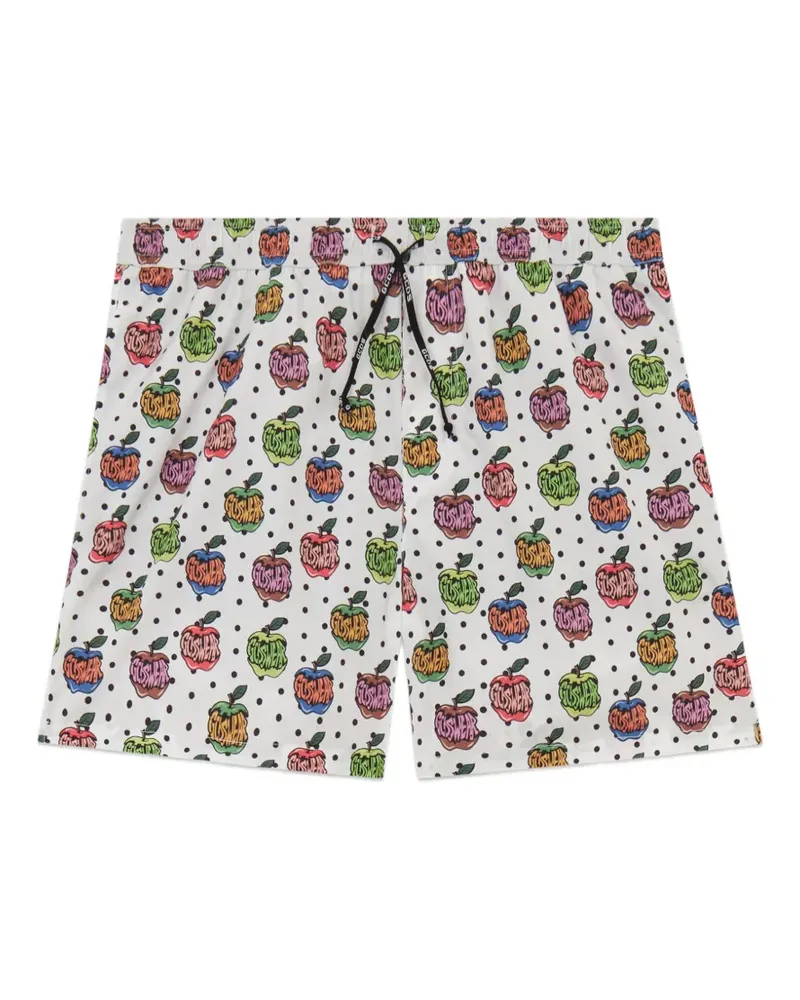 GCDS Badeshorts mit Apfel-Print - Weiß Weiß