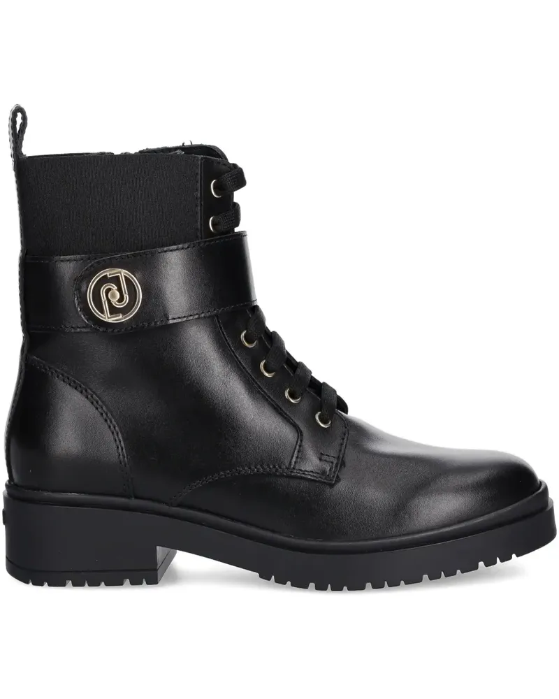 Liu Jo logo-appliqué combat boots - Schwarz Schwarz