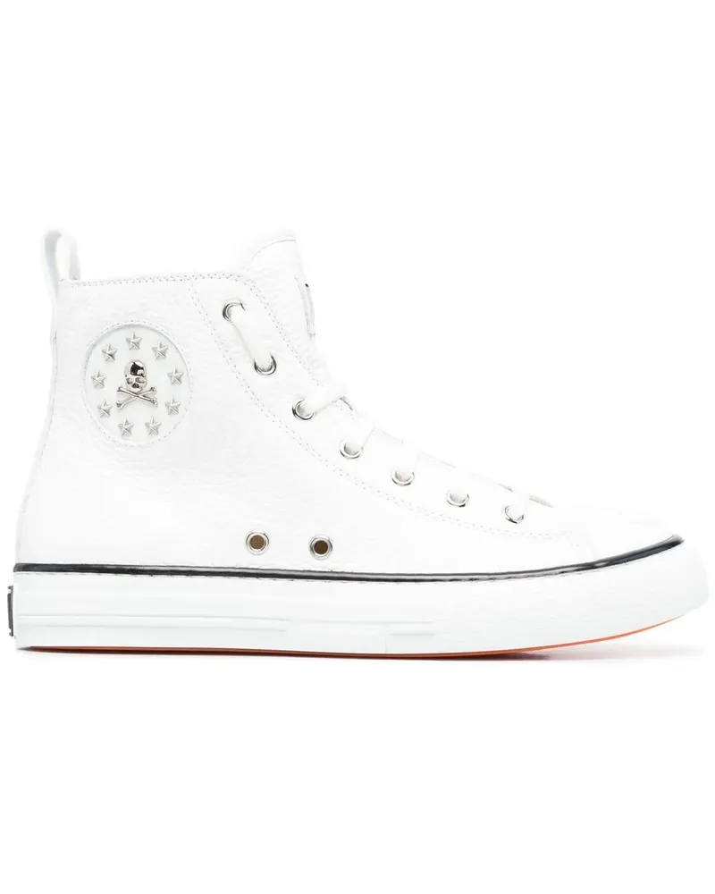 Philipp Plein High-Top-Sneakers aus Leder - Weiß Weiß