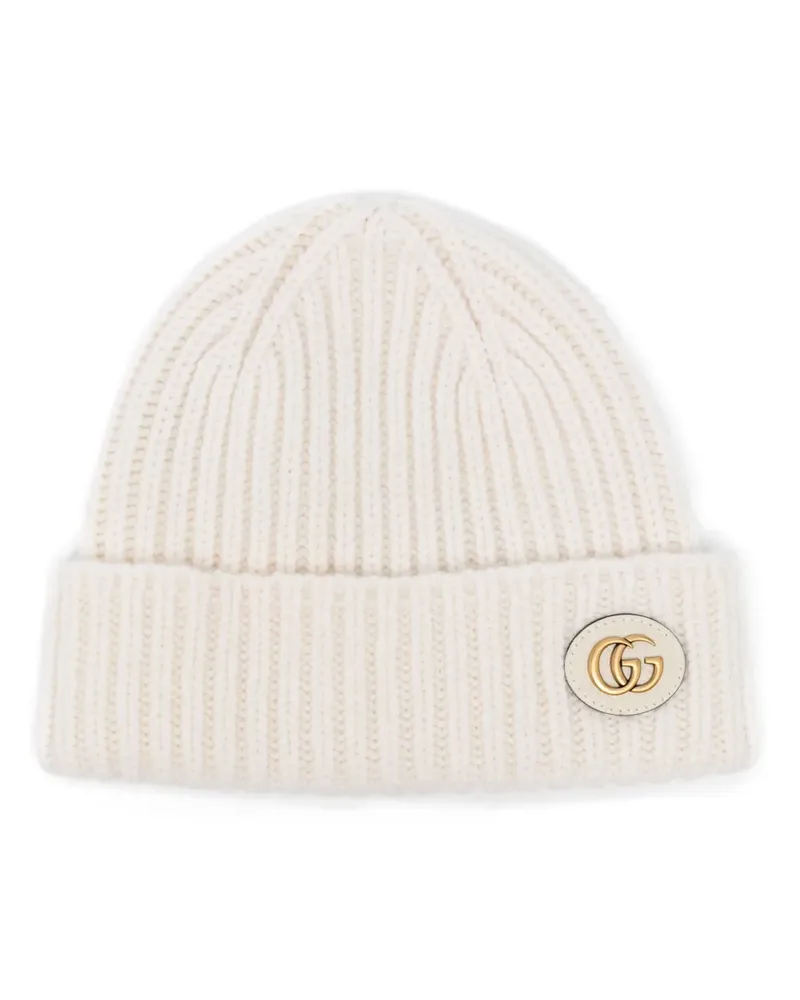 Gucci Beanie mit GG-Schild - Weiß Weiß