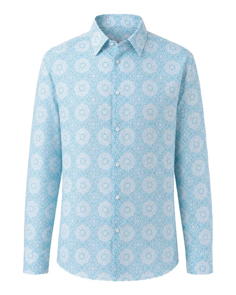 PENINSULA Hemd mit geometrischem Print - Blau Blau